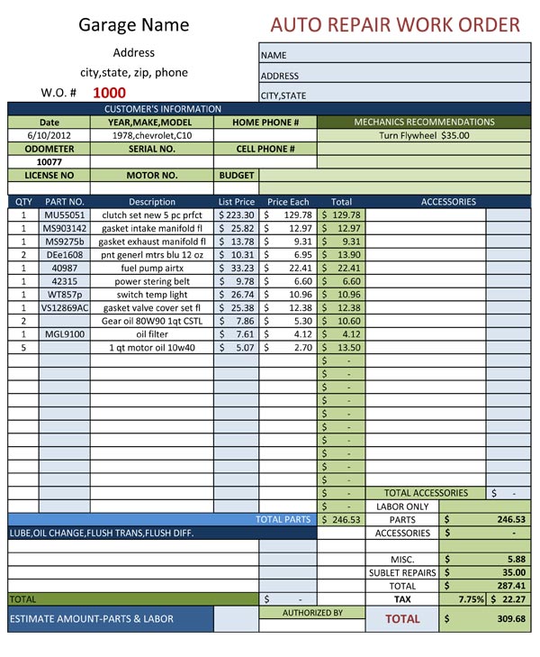Mechanic Work Order Template from lchsvehicleownership.weebly.com